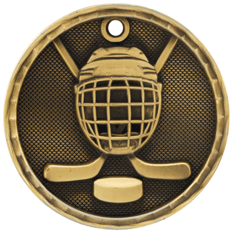 Antique Gold 2" 3D Hockey Medal
