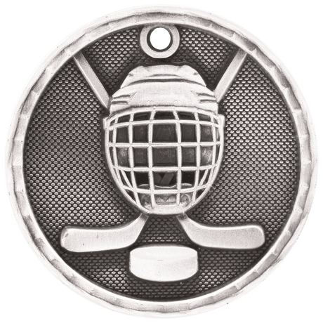 Antique Silver 2" 3D Hockey Medal