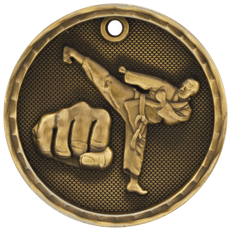 Antique Gold 2" 3D Martial Arts Medal