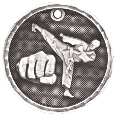 Antique Silver 2" 3D Martial Arts Medal