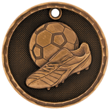 Antique Bronze 2" 3D Soccer Medal