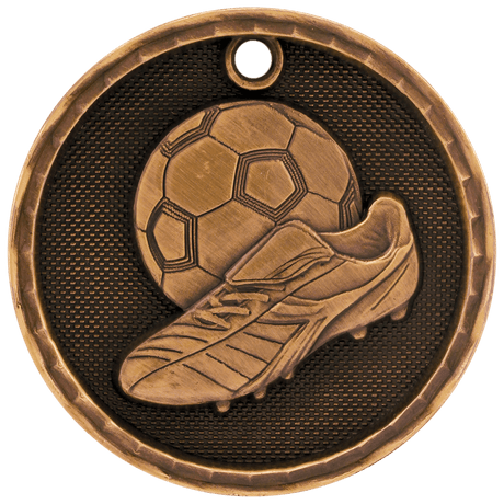 Antique Bronze 2" 3D Soccer Medal