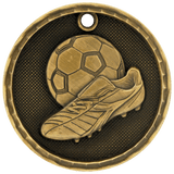 Antique Gold 2" 3D Soccer Medal