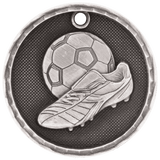 Antique Silver 2" 3D Soccer Medal