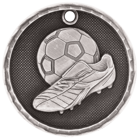 Antique Silver 2" 3D Soccer Medal