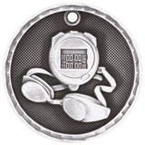 Antique Silver 2" 3D Swimming Medal