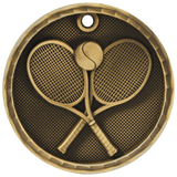 Antique Gold 2" 3D Tennis Medal