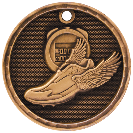 Antique Bronze 2" 3D Track Medal