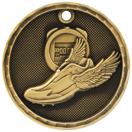 Antique Gold 2" 3D Track Medal