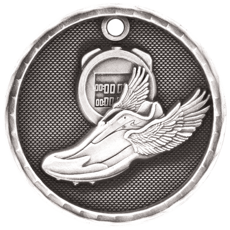 Antique Silver 2" 3D Track Medal