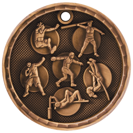 Antique Bronze 2" 3D Track and Field Medal