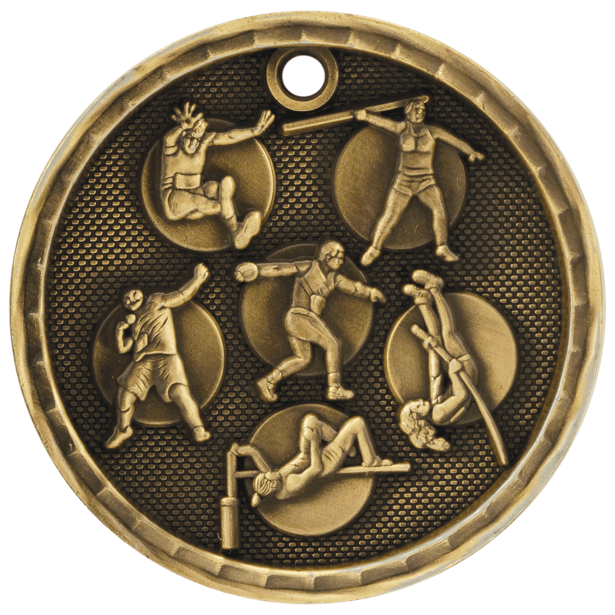Antique Gold 2" 3D Track and Field Medal