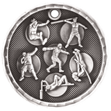 Antique Silver 2" 3D Track and Field Medal