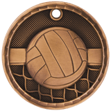 Antique Bronze 2" 3D Volleyball Medal
