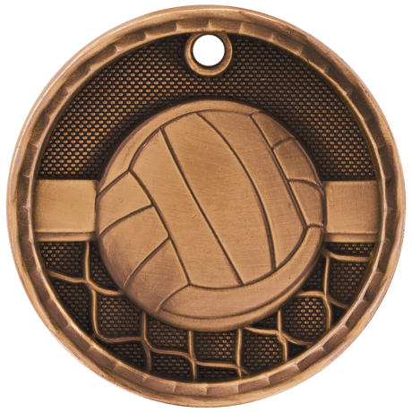 Antique Bronze 2" 3D Volleyball Medal