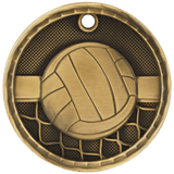 Antique Gold 2" 3D Volleyball Medal