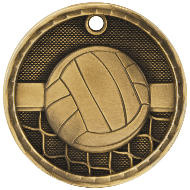 Antique Gold 2" 3D Volleyball Medal