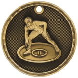 Antique Gold 2" 3D Wrestling Medal