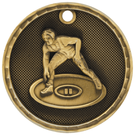 Antique Gold 2" 3D Wrestling Medal
