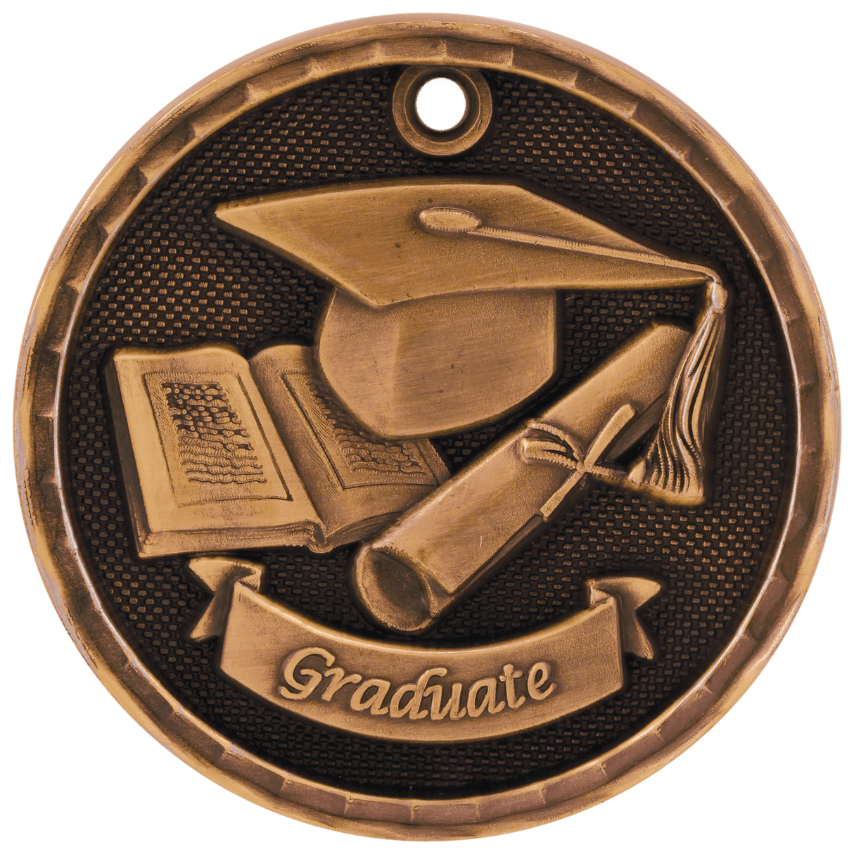 Antique Bronze 2" 3D Graduate Medal