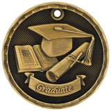 Antique Gold 2" 3D Graduate Medal