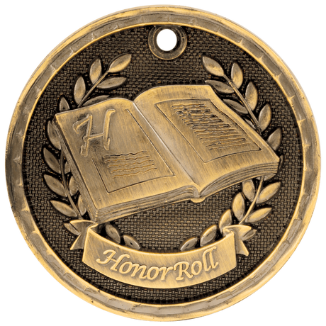 Antique Gold 2" 3D Honor Roll Medal