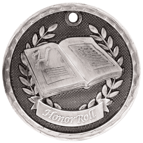 Antique Silver 2" 3D Honor Roll Medal
