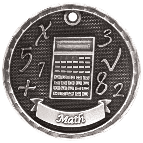Antique Silver 2" 3D Math Medal
