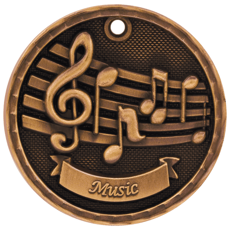 Antique Bronze 2" 3D Music Medal
