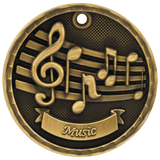 Antique Gold 2" 3D Music Medal