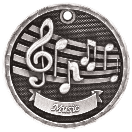 Antique Silver 2" 3D Music Medal