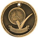 2" 3D Perfect Attendance Medal