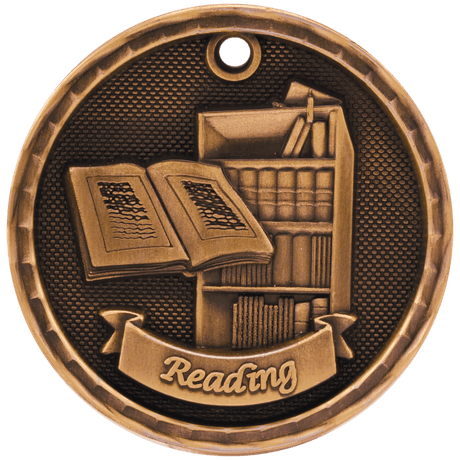 Antique Bronze 2" 3D Reading Medal