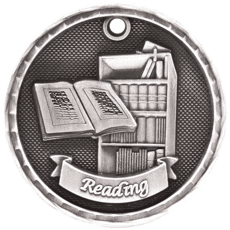 Antique Silver 2" 3D Reading Medal