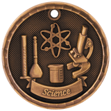 Antique Bronze 2" 3D Science Medal
