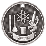 Antique Silver 2" 3D Science Medal
