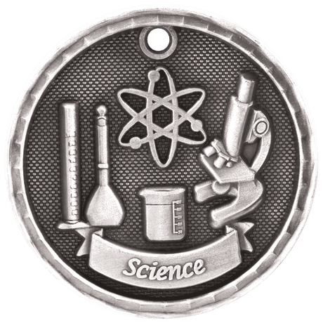 Antique Silver 2" 3D Science Medal