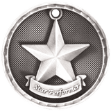 2" 3D Star Performer Medal