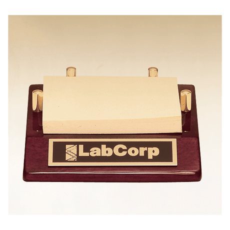 4 1/2" x 3 7/8" Rosewood Piano Finish Post-It Note Holder with Black Plate