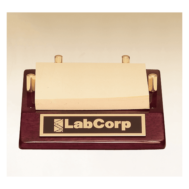 4 1/2" x 3 7/8" Rosewood Piano Finish Post-It Note Holder with Black Plate