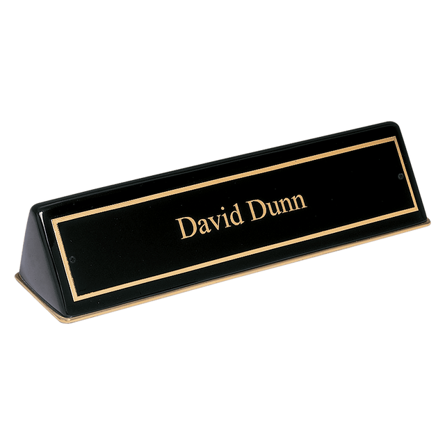 9 1/2" x 2 1/2" x 2" Black Piano Finish Desk Wedge with Black Plate