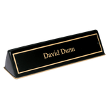 Black Piano Finish Desk Wedge with Black 9 1/2" x 2 1/2" x 2" Plate