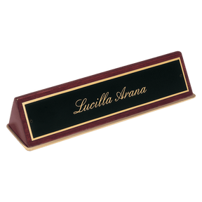 9 1/2" x 2 1/2" x 2" Rosewood Piano Finish Desk Wedge with Black Plate