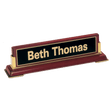 10 5/8"x 2 3/4 x 2 1/2 Rosewood Piano Finish Nameplate and Gold Metal Accents with Black Plate