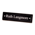 9 1/4" x 2 1/8" Black Piano Finish Nameplate with Acrylic Engraving Plate, Two Silver Posts