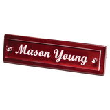 Rosewood Piano Finish Nameplate with Acrylic Engraving Plate, Two Silver 9 1/4" x 2 1/8" Posts