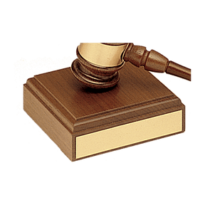 4 1/2" x 4 1/2" Walnut Gavel Sounding Block with Gold Plate for Personalization (Gavel Sold Separately)