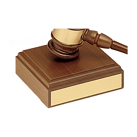 4 1/2" x 4 1/2" Walnut Gavel Sounding Block with Gold Plate for Personalization (Gavel Sold Separately)