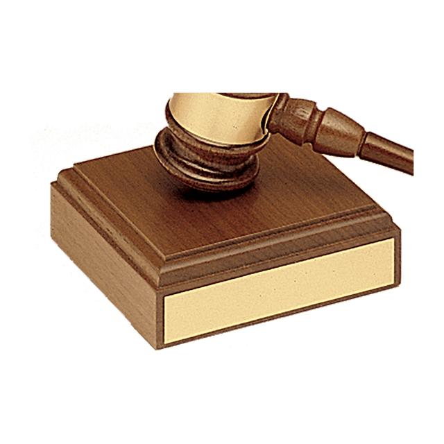 4 1/2" x 4 1/2" Walnut Gavel Sounding Block with Gold Plate for Personalization (Gavel Sold Separately)
