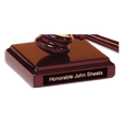 4 1/2" x 4 1/2" Rosewood Piano Finish Sounding Block with Black Plate for Personalization (Gavel Sold Separately)